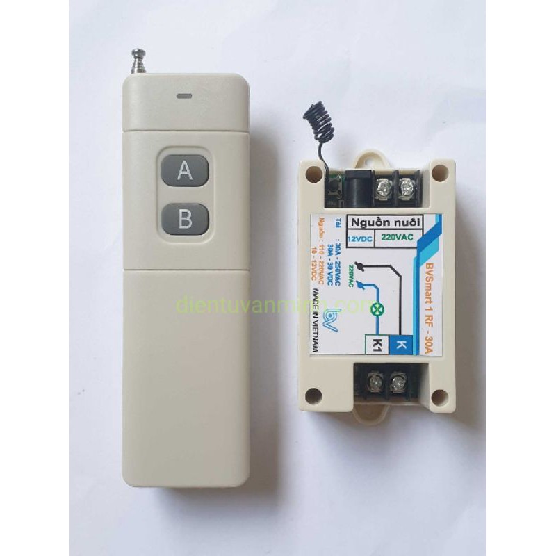 Công tắc điều khiển 01 thiết bị công suất (30A) từ xa (1km) bằng remote RF