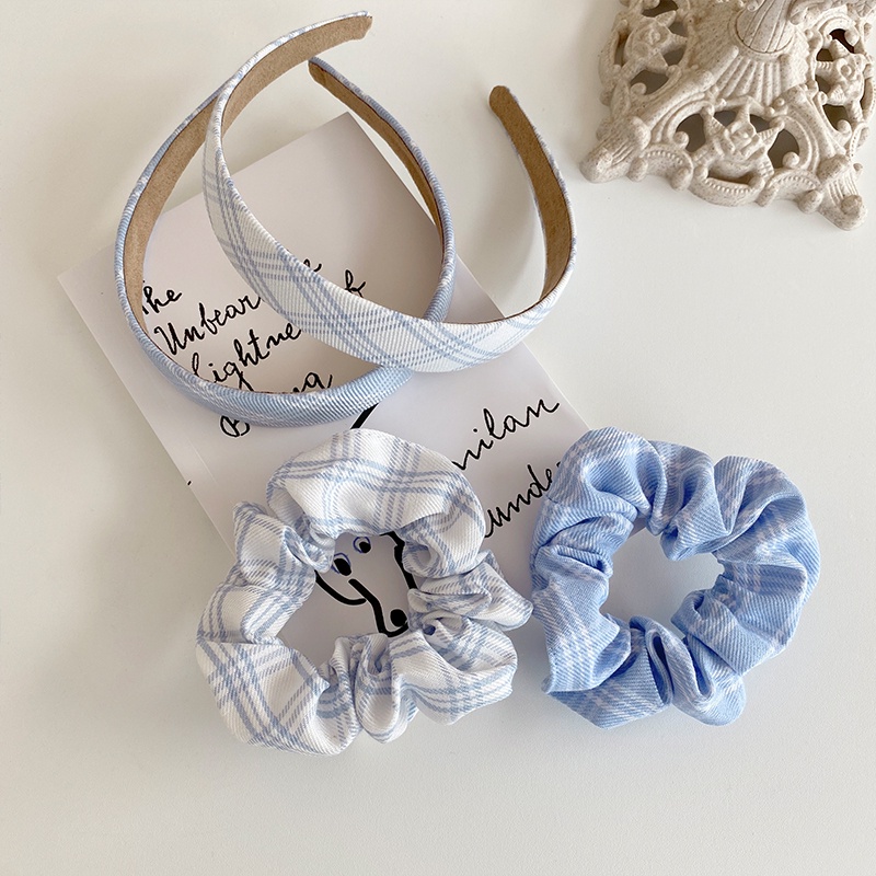 Dây Buộc Tóc In Họa Tiết Hoa Xanh Dương Phong Cách Hàn Quốc Thời Trang Cho Nữ