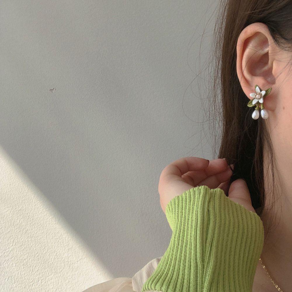 Bộ Trang Sức Vòng Cổ/Vòng Tay/Vòng Tay Hoa Đính Ngọc Trai Nhân Tạo Kiểu Hàn Quốc Cho Nữ