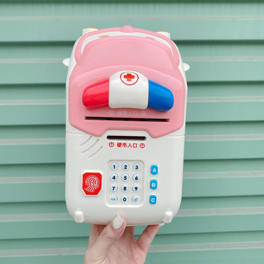 Đồ chơi két sắt mini hình ô tô - két sắt thông minh cảm ứng vân tay