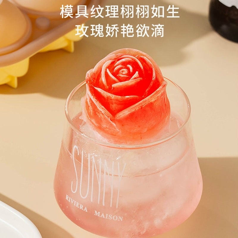 Khuôn silicon làm đá hình hoa hồng.