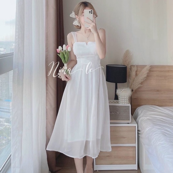 Đầm hai dây sexy phối voan phong cách tiểu thư công chúa sang chảnh