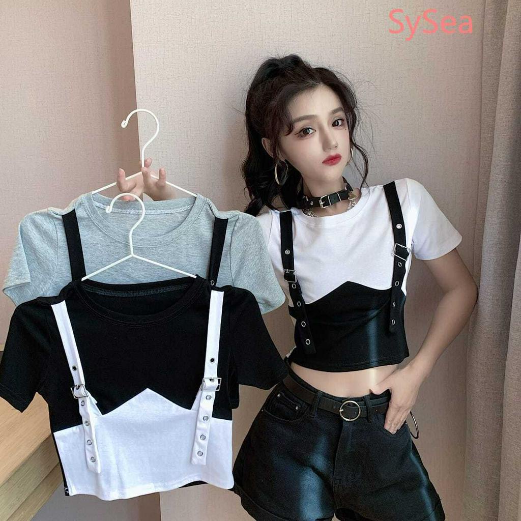 Áo Croptop Ngắn Tay Thời Trang Mùa Hè Cho Nữ
