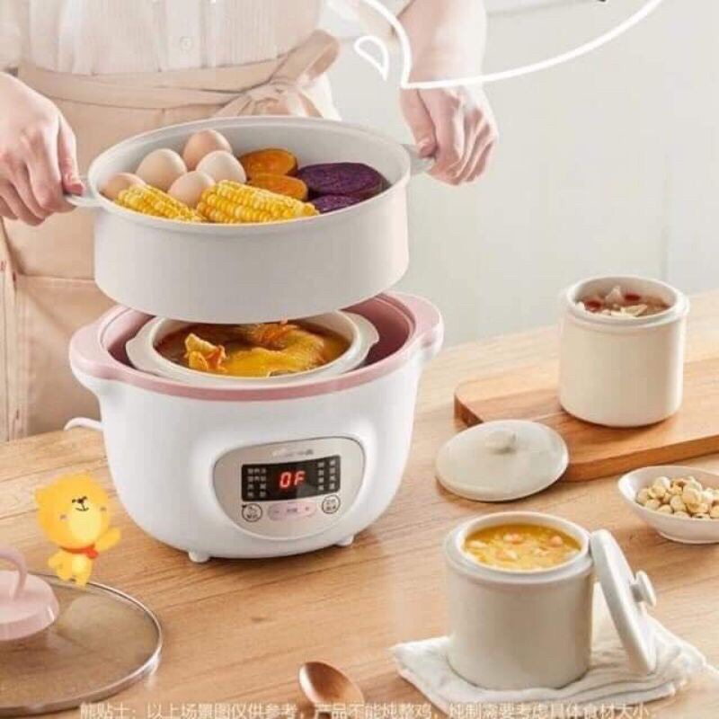 [ĐỦ PHỤ KIỆN] NỒI NẤU CHÁO BEAR 1.6L CHÍNH HÃNG DÙNG NINH, HẦM, HẤP VÀ CHẾ BIẾN ĂN DẶM