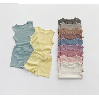 Bộ đồ ba lỗ Dia mặc nhà cho bé Lime & Blue