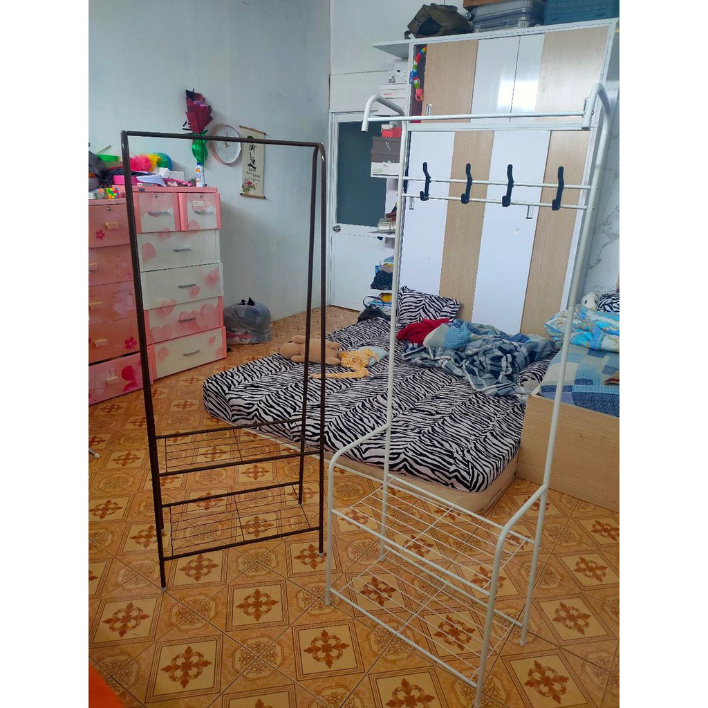 Kệ quần áo chữ A khung kim loại nhập khẩu 2 tầng để quần áo, giày dép