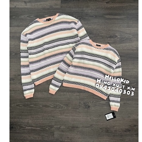 A67 - Áo len hoạ tiết kẻ nhiều màu