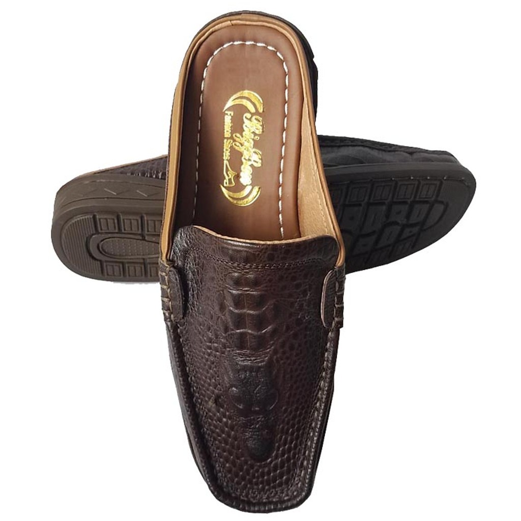 Dép Sabo Bít Mũi Nam BIGBEN Da Bò Thật Vân Cá Sấu SB190 | BigBuy360 - bigbuy360.vn