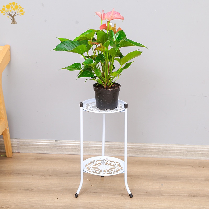 Giá Đỡ Chậu Cây 2 Tầng Bằng Kim Loại Trang Trí Nhà Cửa / Ngoài Trời