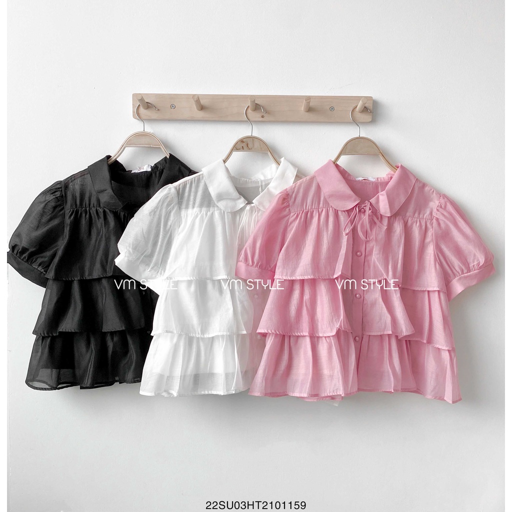 Áo kiểu nữ VMSTYLE thiết kế 3 tầng phối bèo dáng babydoll nữ tính 01553 ASU00026