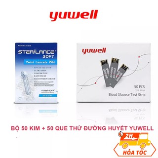 Bộ test 50 kim + 50 que thử đường huyết YUWELL dùng cho máy đo đường huyết Yuwell Accusure 710 chính hãng