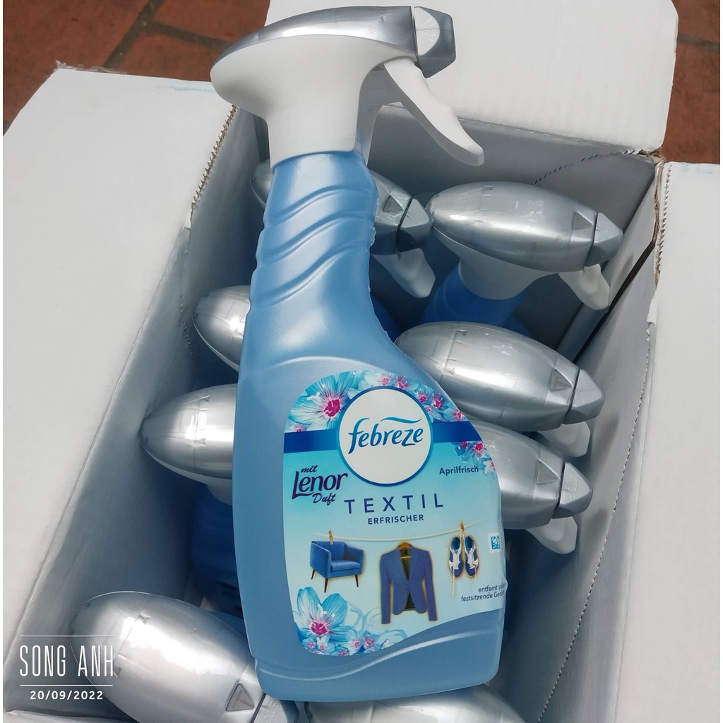 Lenor Đức chai xịt thơm đồ vải, sofa, rèm... Lenor Febreze April Frisch dung tích 500ml thơm ngát hương hoa