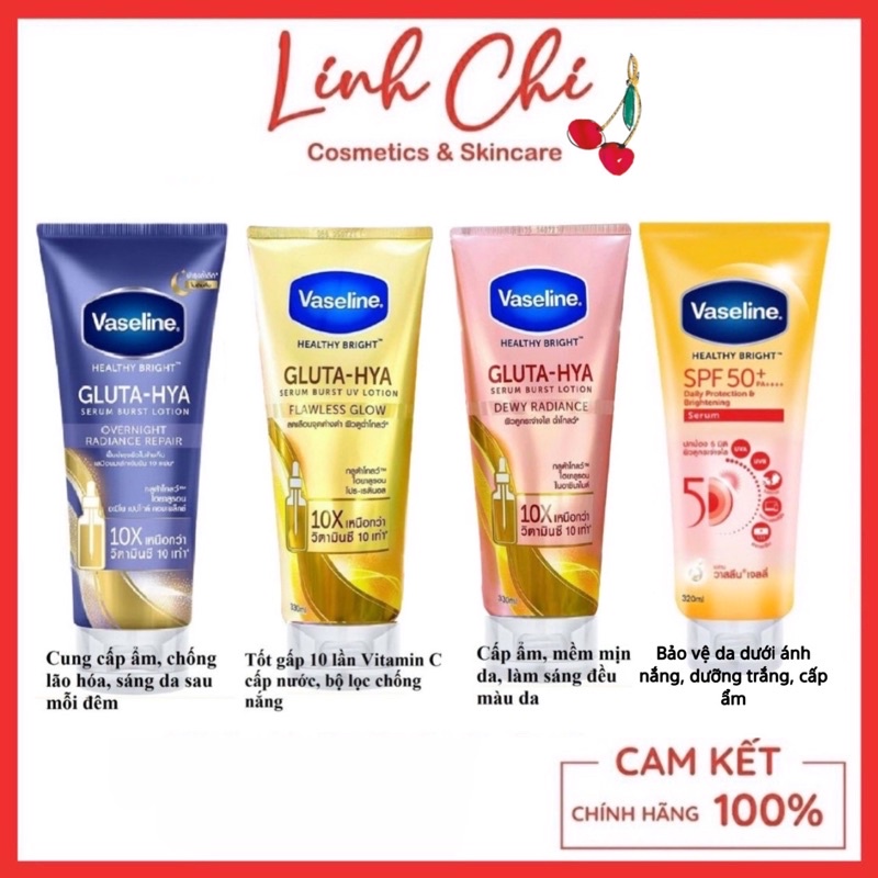 Sữa Dưỡng Thể Vaseline 50X Healthy Bright Perfect SPF 50++ Dưỡng trắng 5 in 1