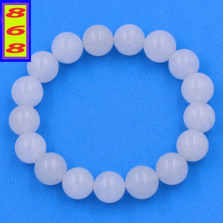 Chuỗi tay Đá Tự Nhiên Trắng 8 ly, 10 ly, 12 ly, 14 ly - Hợp mệnh Kim, mệnh Thủy - Mang lại may mắn, bình an