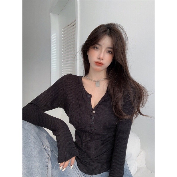 Áo Croptop Tăm Túi Ngực Cài Cúc Siêu Hot, Vải Tăm Cực Đẹp, Tôn Eo Nuột Nà