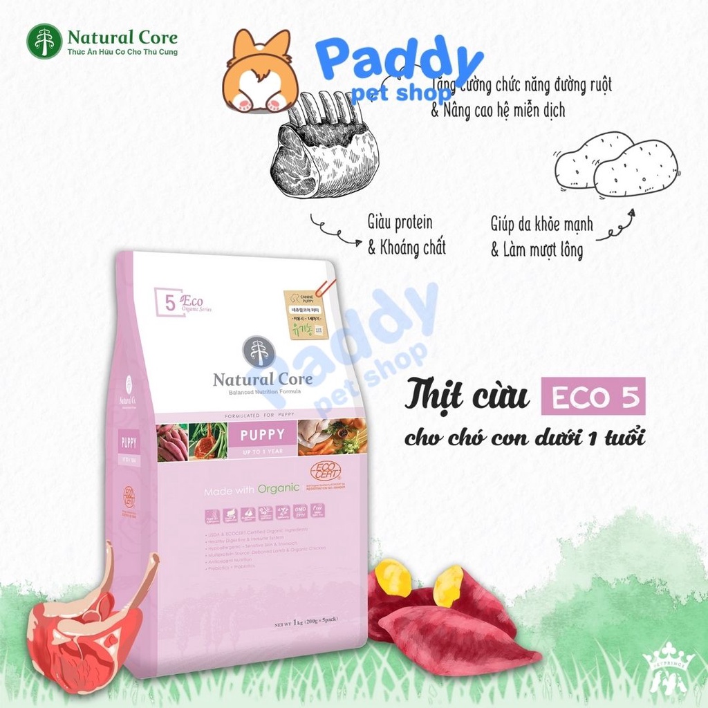 Hạt Cho Chó Con Hữu Cơ Natural Core Puppy Vị Cừu