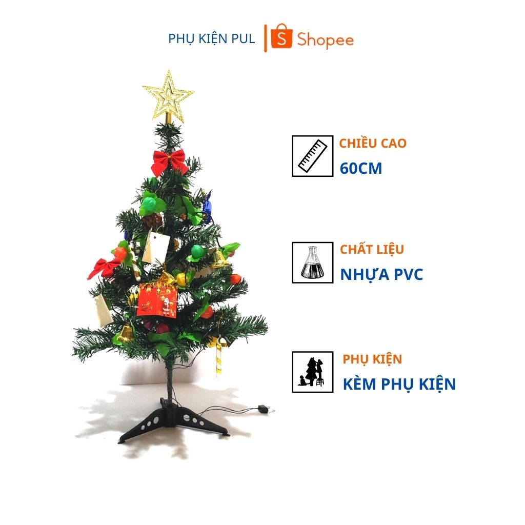 Cây thông noel để bàn mini 1m2 90cm 60cm kèm phụ kiện đẹp trang trí giáng sinh trong nhà phòng ngủ ngoài trời