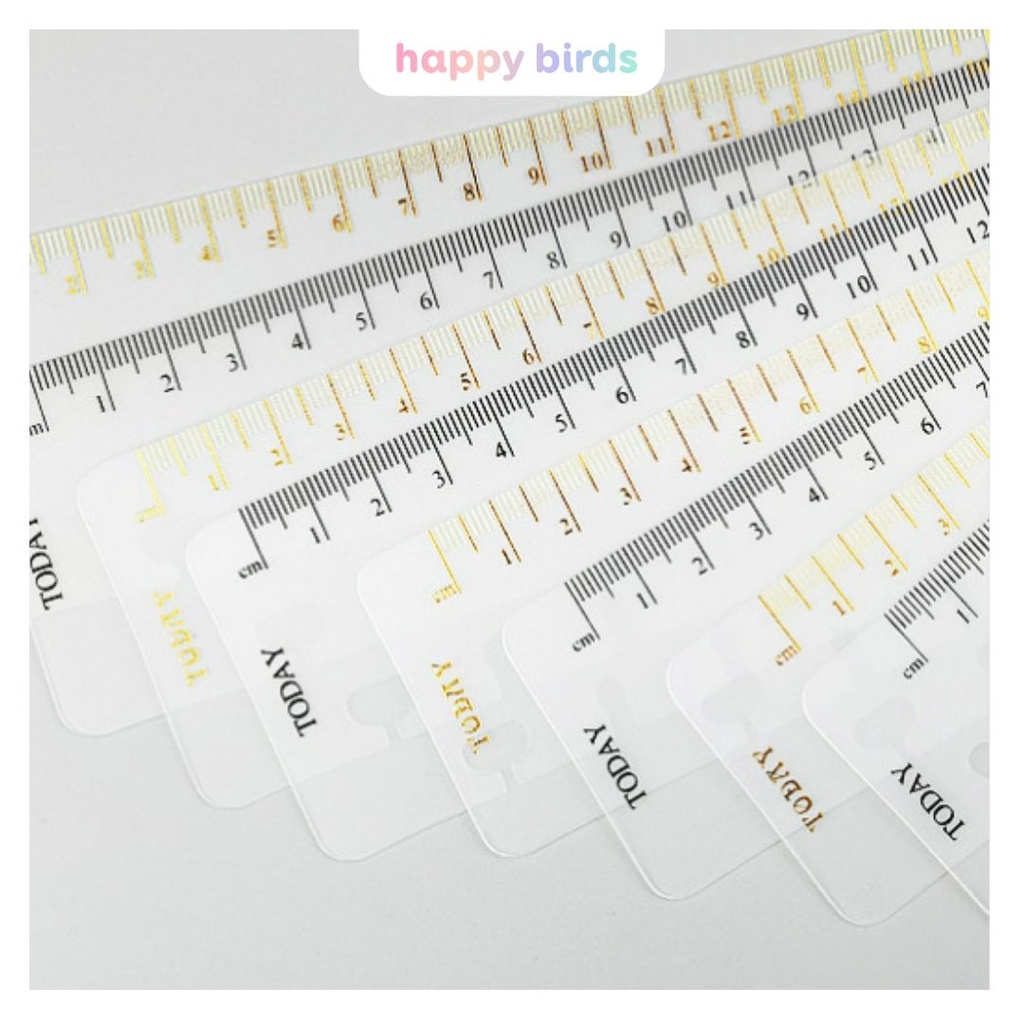 Thước gắn sổ còng A5 A6 B5 A4 nhựa mềm trong suốt phụ kiện sổ tay planner bullet journal HappyBirds