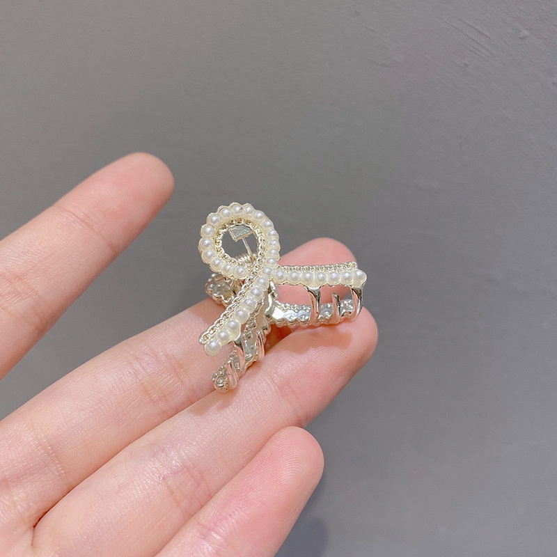 Kẹp Tóc Kim Loại Đính Nơ Ngọc Trai Kiểu Hàn Quốc Thời Trang Cho Nữ