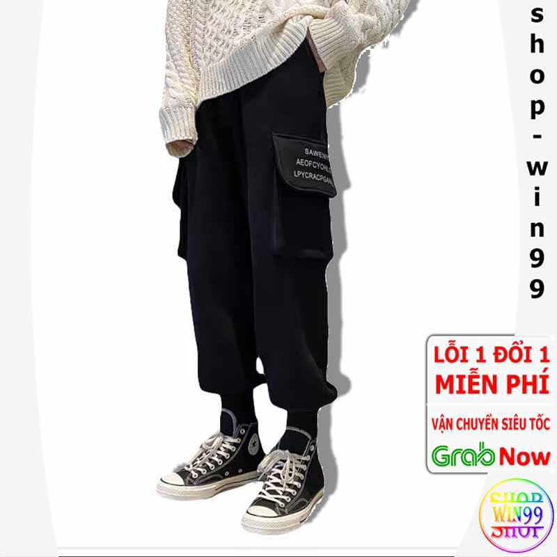 [ HOT TREND 2023 ] QUẦN JOGGER TÚI rộng nỉ ngoại NAM nữ phối CHỮ ống xuông bo chân lưng thun