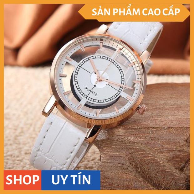 ĐỒNG HỒ NỮ ROSIVGA DÂY DA CAO CẤP LỘ MÁY CỰC ĐẸP [HÀNG CAO CẤP]