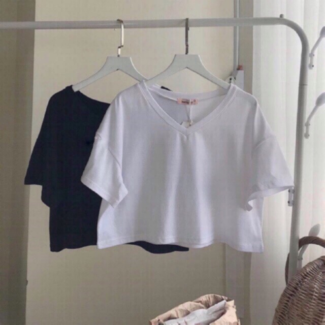 ÁO THUN CROPTOP CỔ V (chất đẹp) | BigBuy360 - bigbuy360.vn