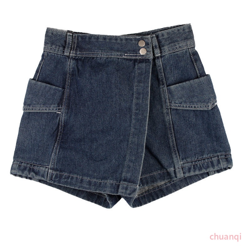 Quần Short Denim Ống Rộng Lưng Cao Thời Trang Mùa Hè Quyến Rũ Cho Nữ