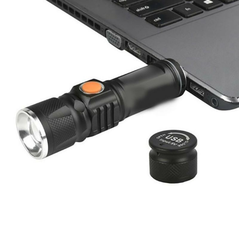 Đèn pin led mini zoom cổng sạc usb