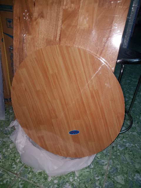 Bàn tròn vân gỗ chân láp 60cm | BigBuy360 - bigbuy360.vn