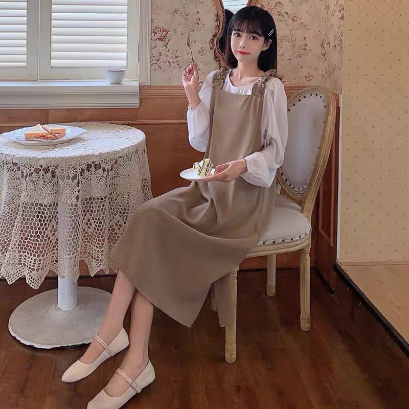 Váy Nữ, Váy Yếm Nỉ Nhung Mix Áo Sơ Mi Dáng Tiểu Thư Hàng Loại 1 | BigBuy360 - bigbuy360.vn