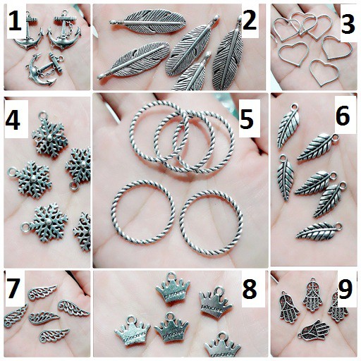 Charm phụ kiện 9 mẫu : 50g = 23k ( khách chọn đúng mẫu )