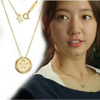 Dây chuyền titan hình nút áo màu vàng 18k