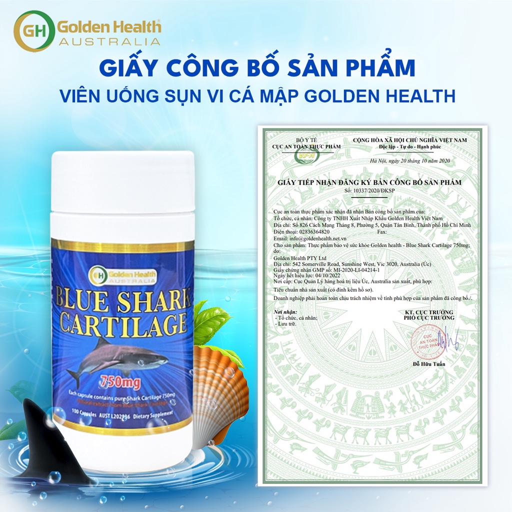 Viên Uống Sụn Vi Cá Mập Golden Health 750mg 100 viên