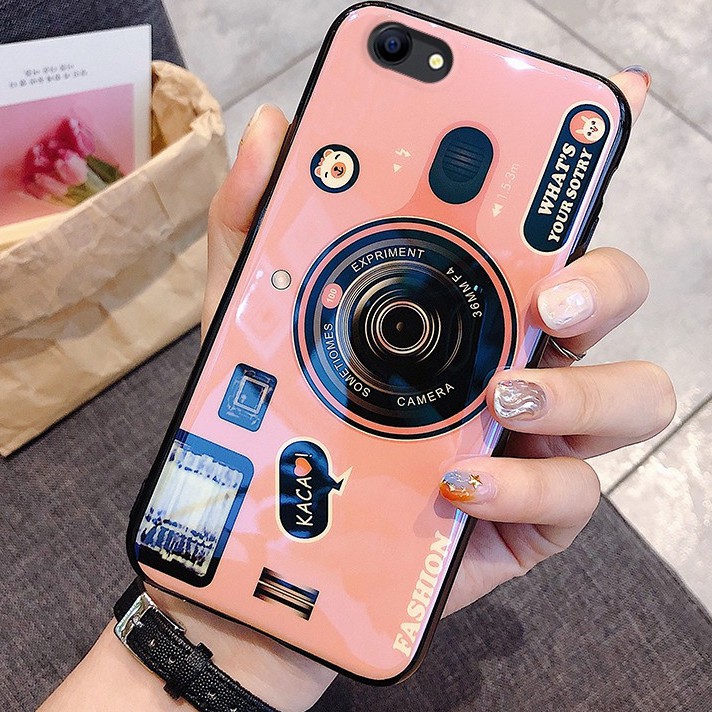 Ốp điện thoại hình máy ảnh phủ màu phản quang cho OPPO A9 A3 A5 A37 A59 A57 A83 A71 A79