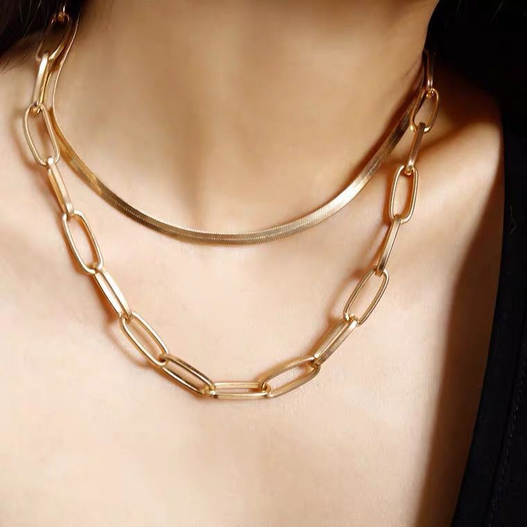 [Augustcloth | AugustJewelry] Dây chuyền/ vòng cổ hợp kim mắc xích và bản dẹt phong cách Hàn Quốc