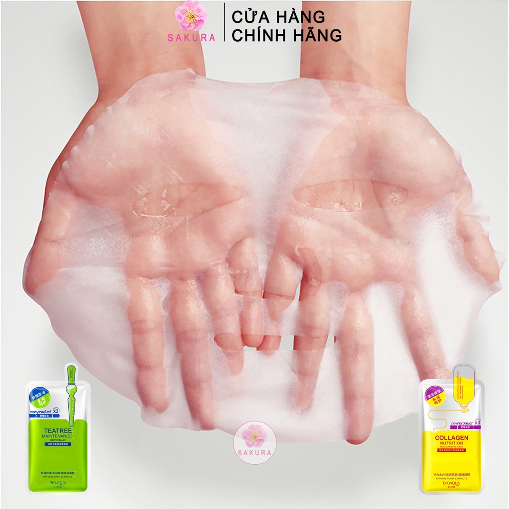 Mặt nạ cho da dầu mụn trà xanh collagen BIOAQUA dưỡng ẩm ngăn ngừa mụn thải độc nội địa trung SAKURA 30g