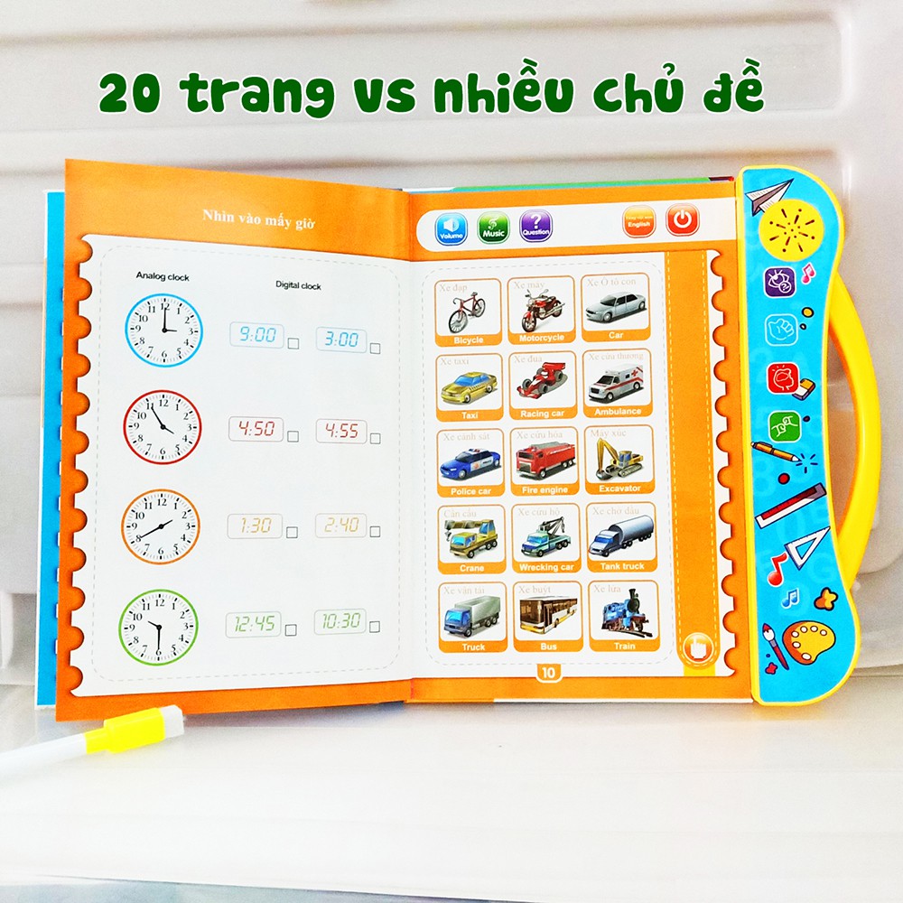 Sách điện tử quý song ngữ anh việt cho trẻ em tặng bút kèm pin bảo hành