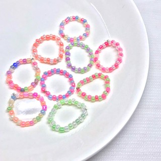 Nhẫn Hạt Cườm Dễ Thương Màu Pastel-Handmade
