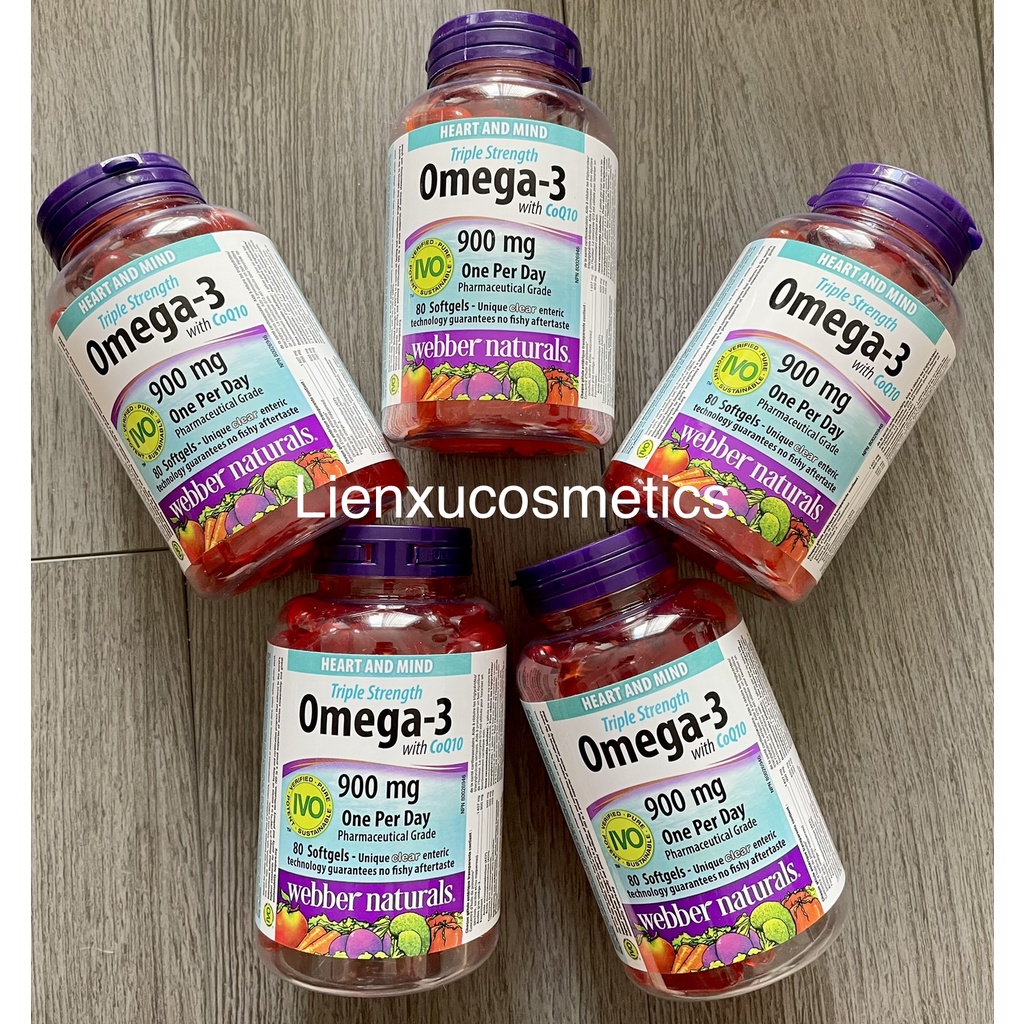 Dầu cá Omega 3 900 mg Triple Strength Webber Naturals ;HSD 2025