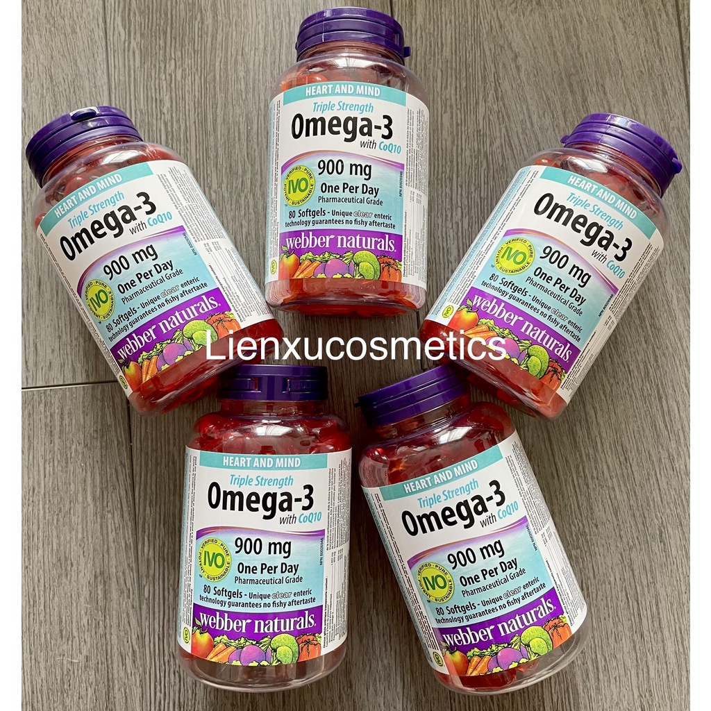 Dầu cá Omega 3 900 mg Triple Strength Webber Naturals ;HSD 2025( Costco Canada)