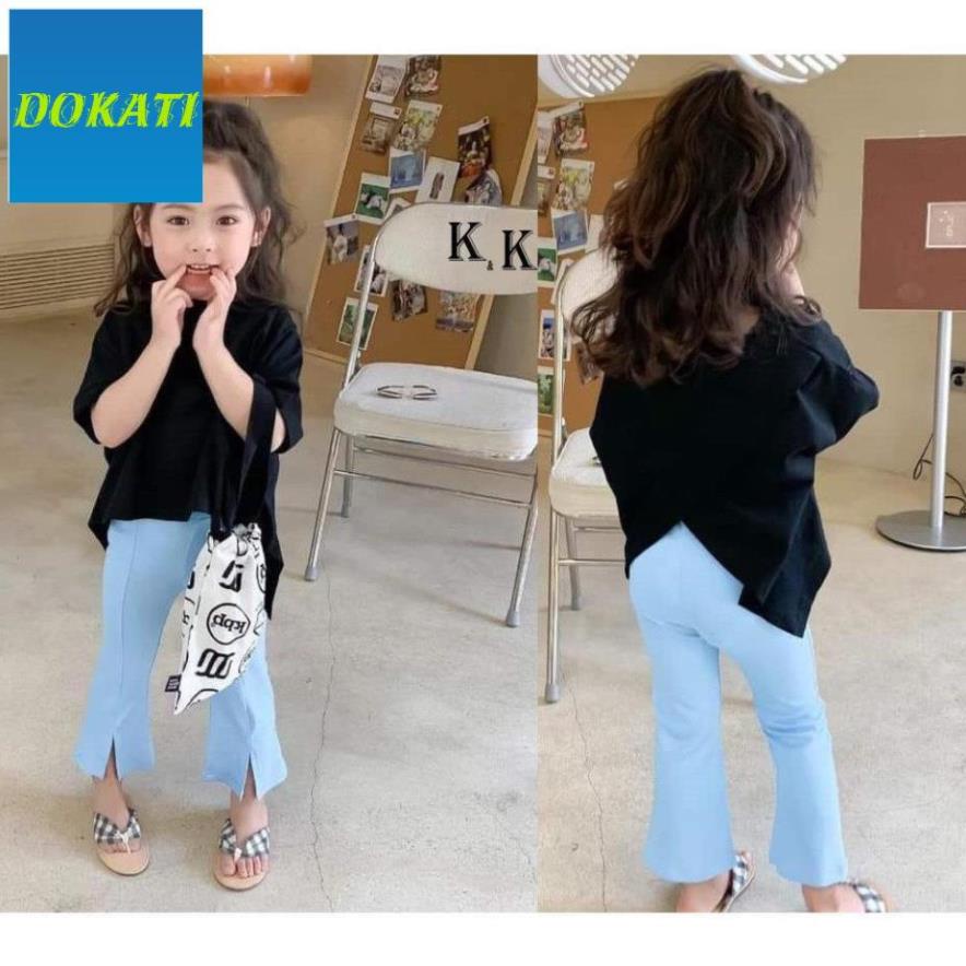 Đồ bộ bé gái áo form rộng, quần ôm body thời trang, sành điệu, thun cotton - Quần áo trẻ em - DOKATI (Áo đen)(210575)