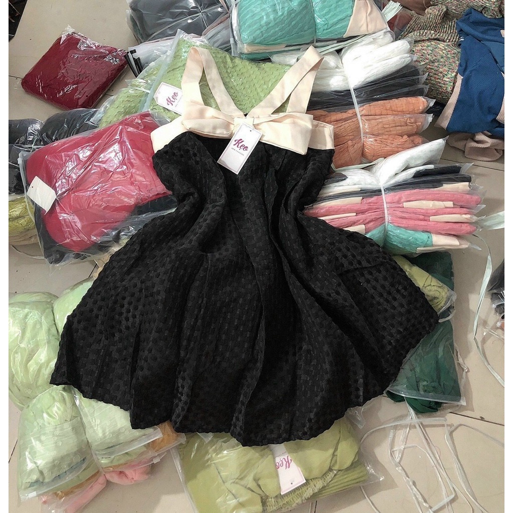 Đầm Babydoll Dây Thắt Nơ -Váy Xòe  2 Lơp Chất Xốp Chuẩn Shop, Dáng Ngắn Công Chúa Đi Biển, Đi Tiệc, Du Lịch -Ulzzang
