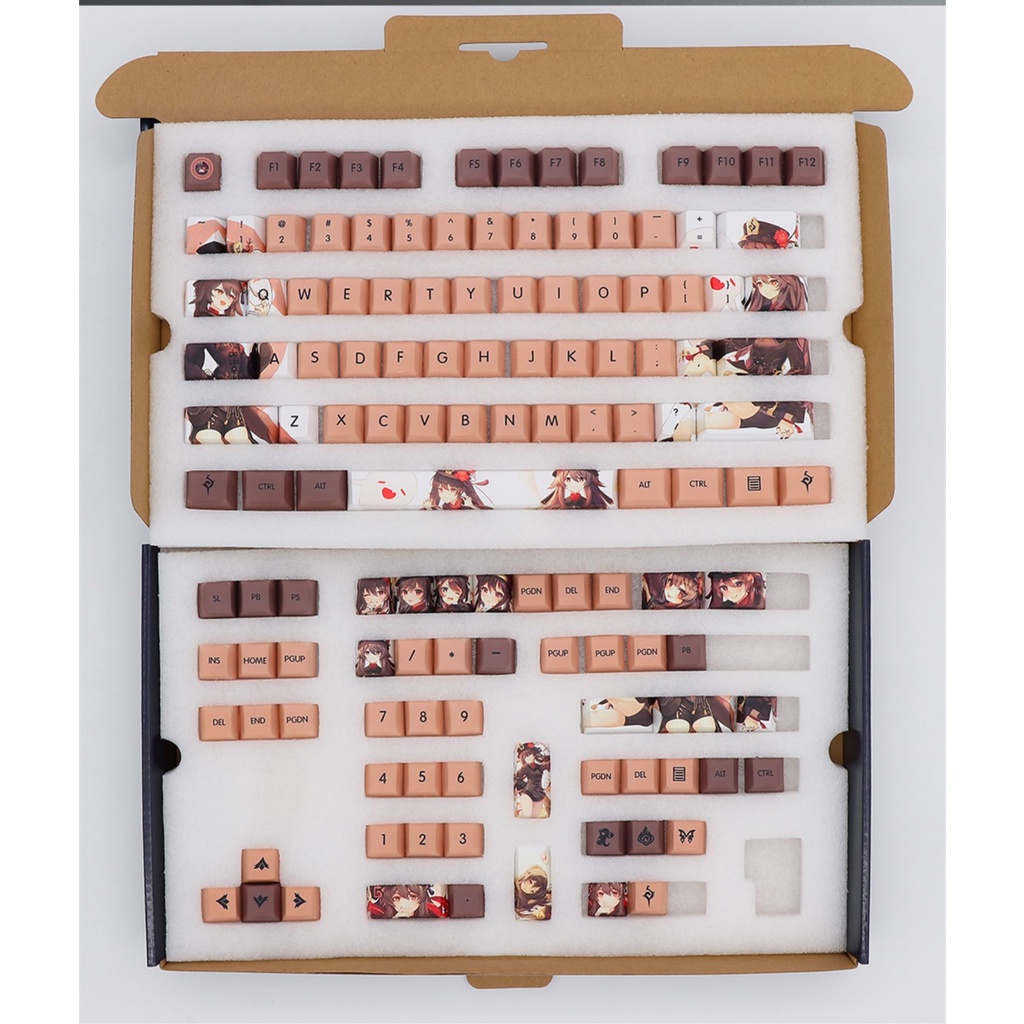 Genshin Impact Hutao Keycap Cherry Profile Nút bàn phím in hình chủ đề game HuTao Keycaps