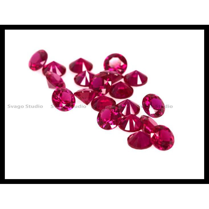 Mới Bông Tai Đính Đá Ruby 2mm