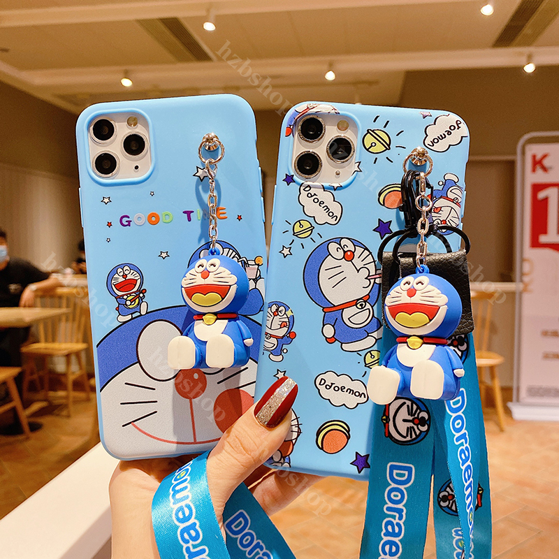 Ốp Lưng Silicone Mềm Chống Sốc Hình Doraemon Có Dây Đeo Cho Samsung Galaxy J2 J4 J5 J6 J7 Prime J7 Pro J4 J6 Plus J5 J7 2015 2016