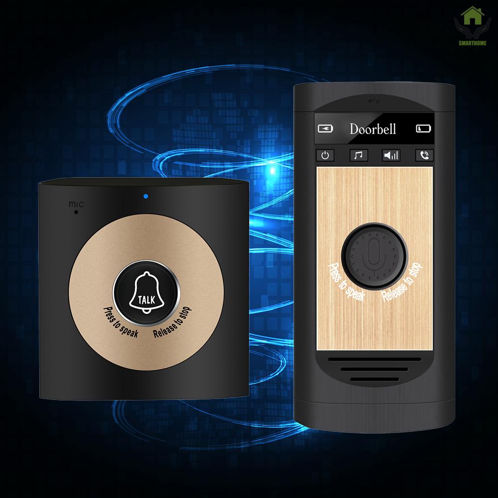 Wireless Voice Intercom Doorbell 2-way Talk Monitor with 1*Outdoor Unit Button 1* Indoor Unit Receiver Smart Home Security Door Bell