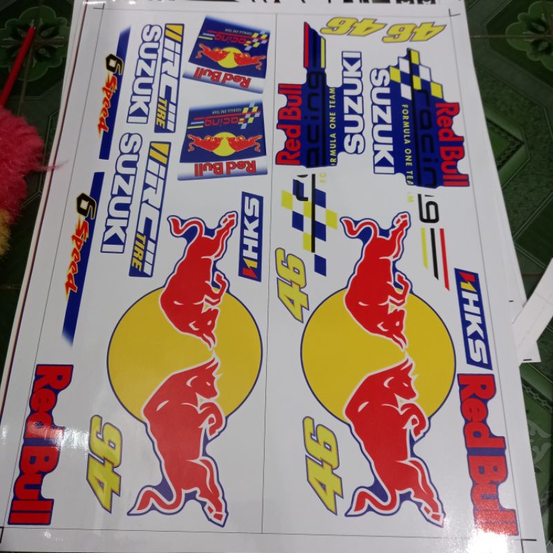 Tem rời xì po redbull dán xe xanh