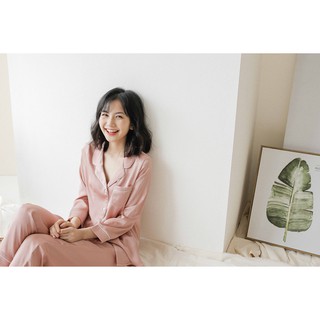 Bộ Pijama lụa MOMOJAMA - Hồng tro - M1920