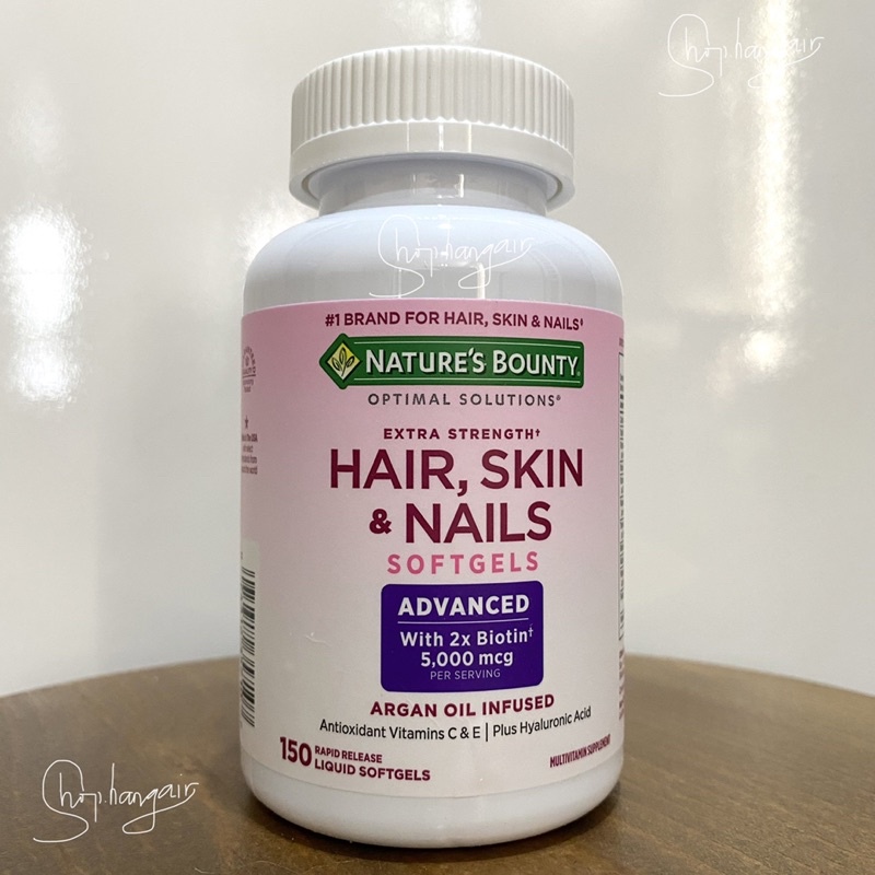 Viên mọc tóc, giảm rụng, chắc khoẻ móng Nature’s Bounty biotin hair skin nails 150v mẫu mới
