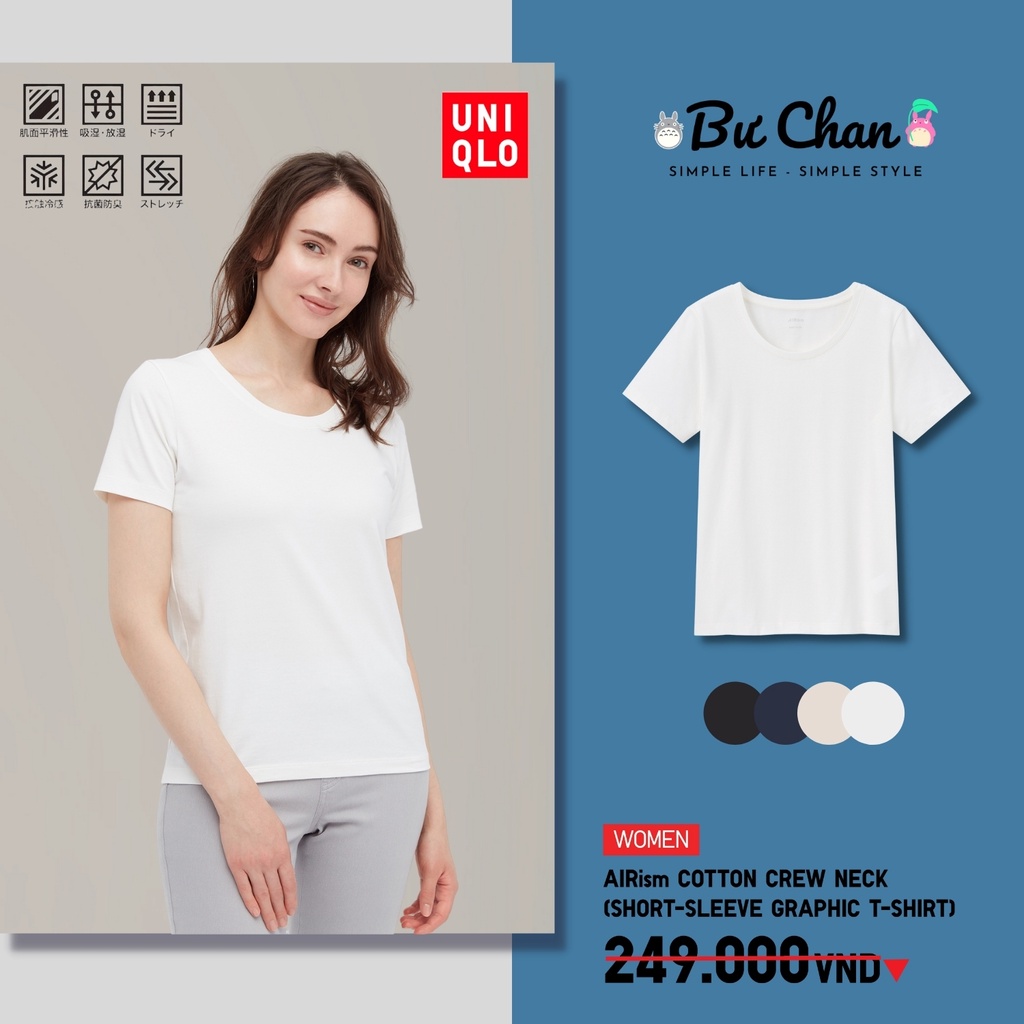 Áo phông UNIQLO Nữ AIRism làm lạnh siêu mát ❤️ (UNIQLO Nhật Chính Hãng)